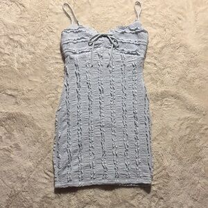 Light Blue Lace Ruffle Mini Dress